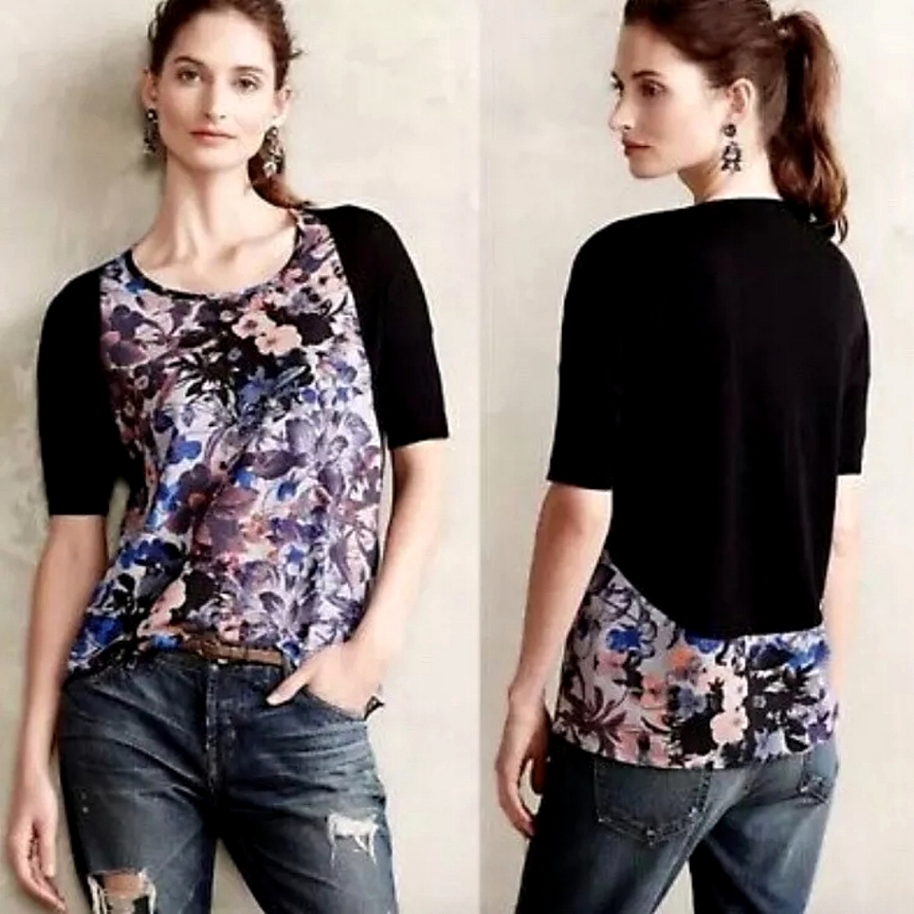 Yellow Bird (Anthropologie) - Floral Baseball Style Blouse - Size XS